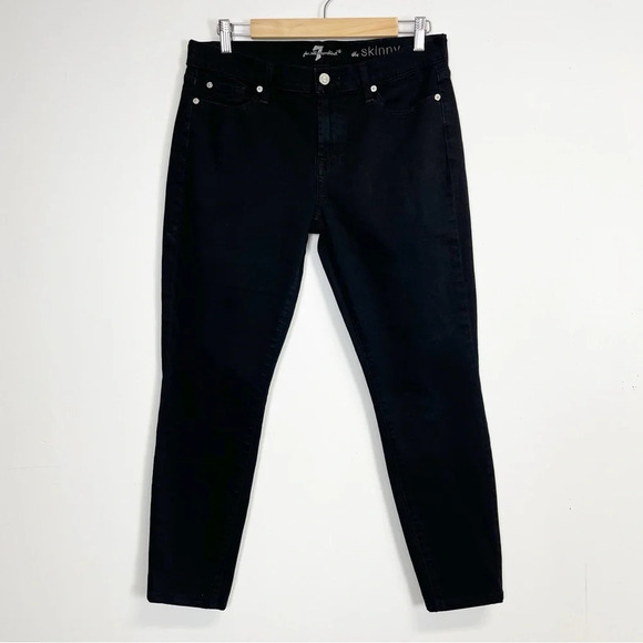 7 For All Mankind The Skinny Jeans Womens 30 Black 27 in Inseam - Picture 1 of 10